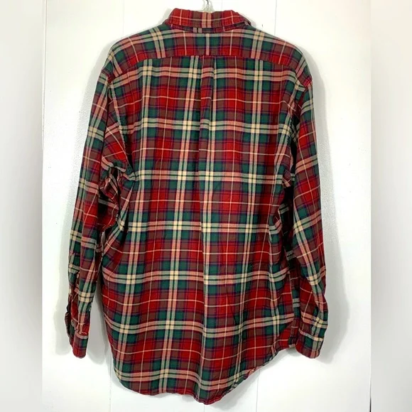 Ralph Lauren Blake 100% Cotton Red Green Plaid Shirt Button Down  - Large - Picture 2 of 6